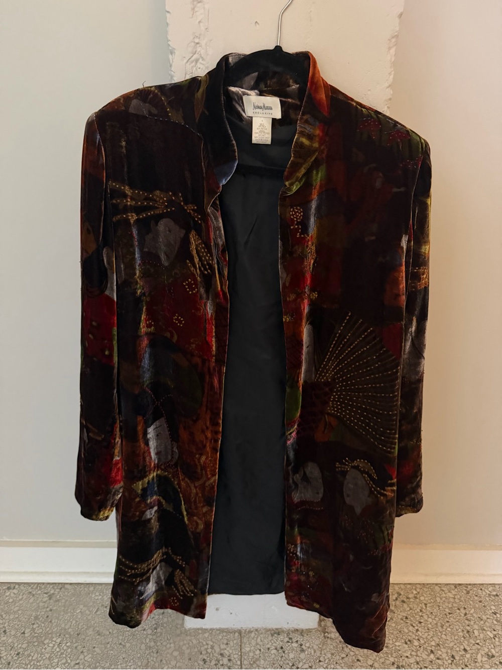 Vintage Neiman Marcus velvet asian geisha print Multi-Color Coat